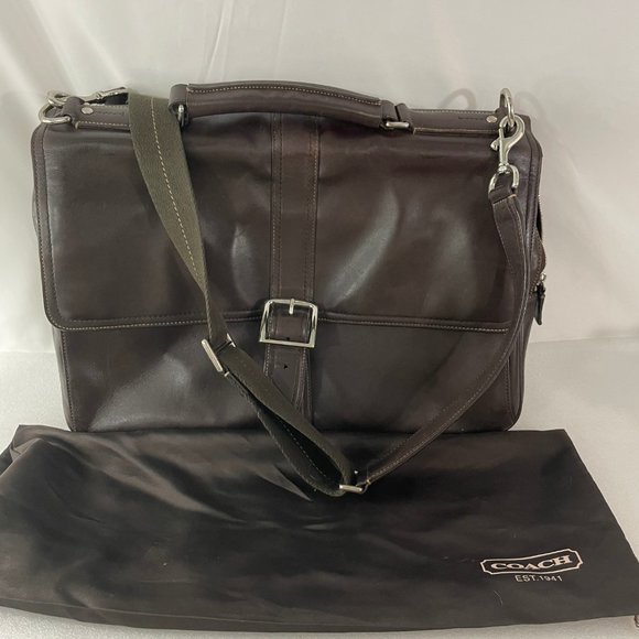 Coach Brown Leather Briefcase Laptop Bag - Picture 1 of 16